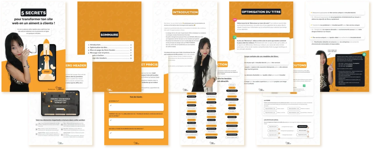 Aperçu de l'ebook "5 secrets pour transformer ton site web en un aiment à clients"